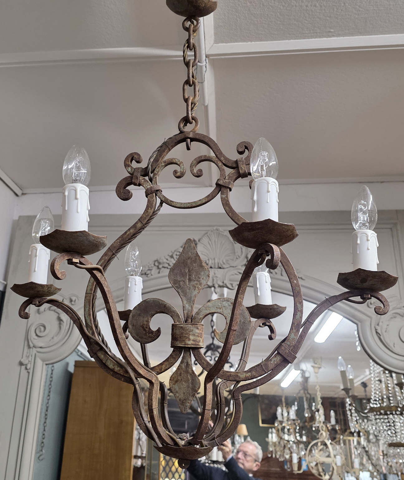A French wrought iron Ceiling Light 